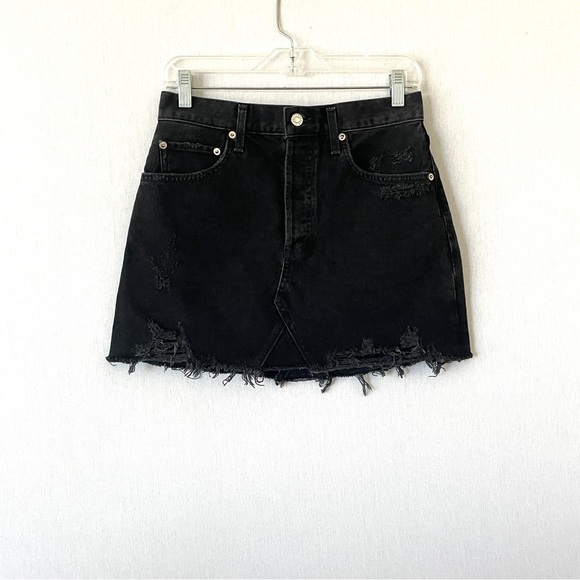 AGOLDE Quinn High Rise Black Denim Mini Skirt - Picture 4 of 10